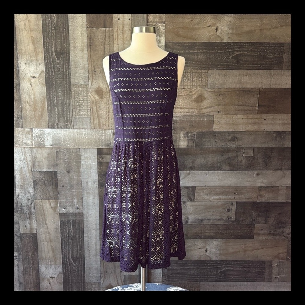 Anthropologie Postmark dress small turquoise navy lace boho chic dark feminine